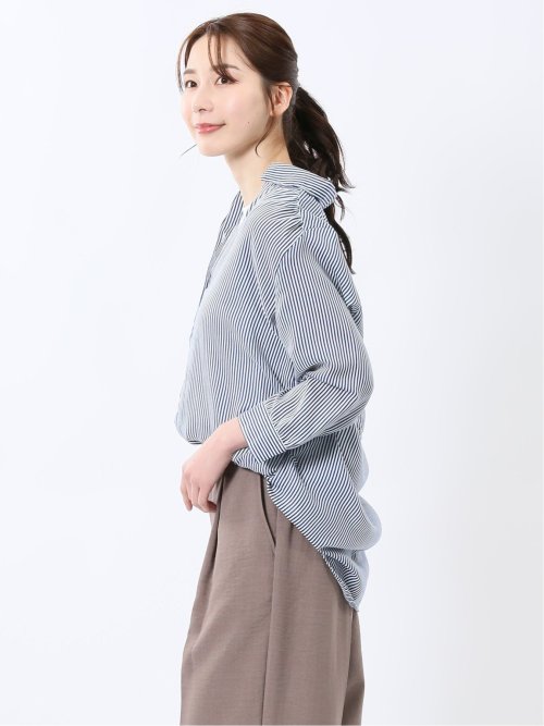 脇タック前開き スキッパーシャツチュニック