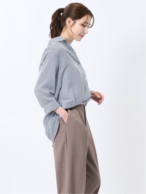 脇タック前開き スキッパーシャツチュニック