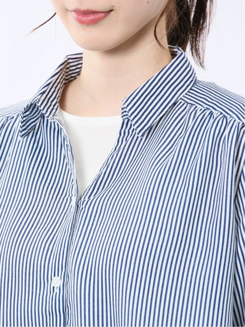 脇タック前開き スキッパーシャツチュニック