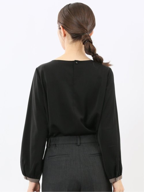 パイピングフリル 長袖プルオーバーブラウス