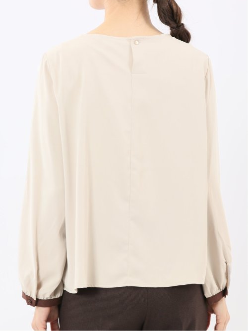 パイピングフリル 長袖プルオーバーブラウス