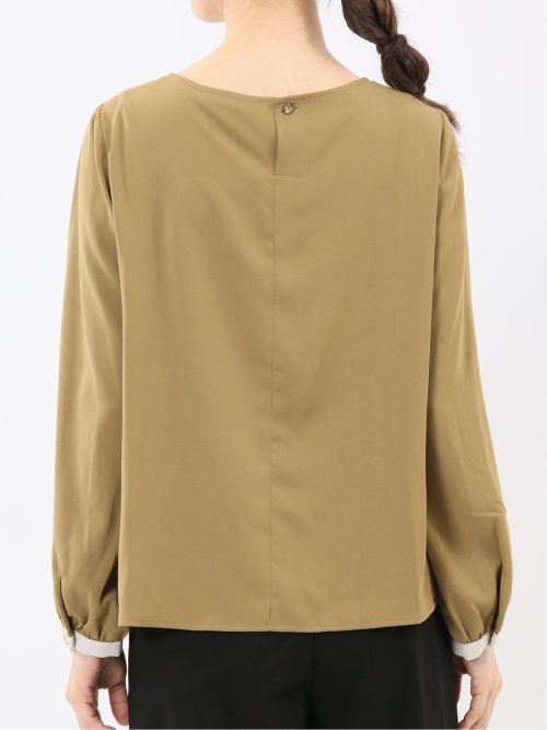 パイピングフリル 長袖プルオーバーブラウス