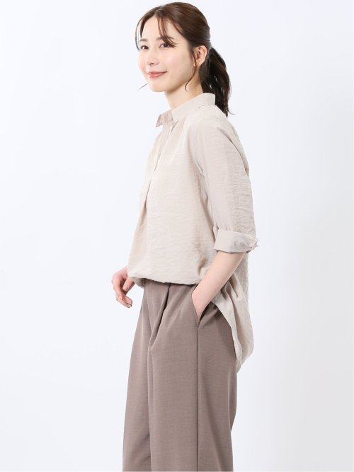 脇タックかぶり スキッパーシャツチュニック