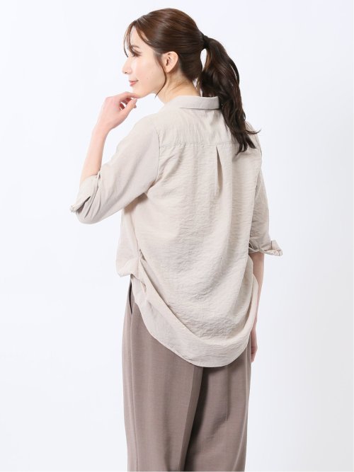 脇タックかぶり スキッパーシャツチュニック