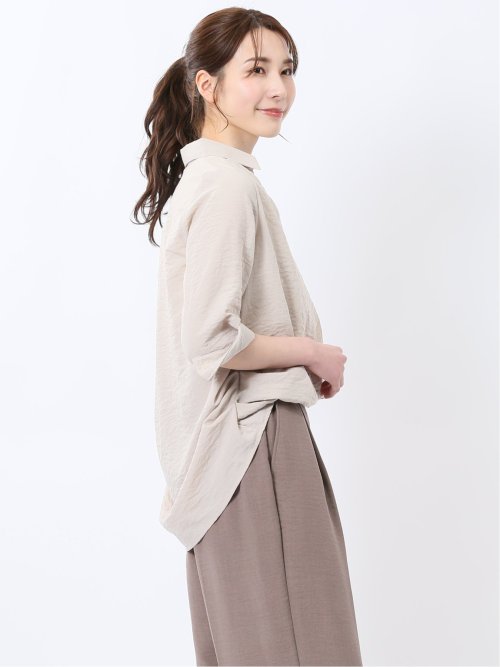 脇タックかぶり スキッパーシャツチュニック