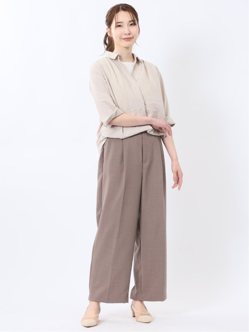 脇タックかぶり スキッパーシャツチュニック