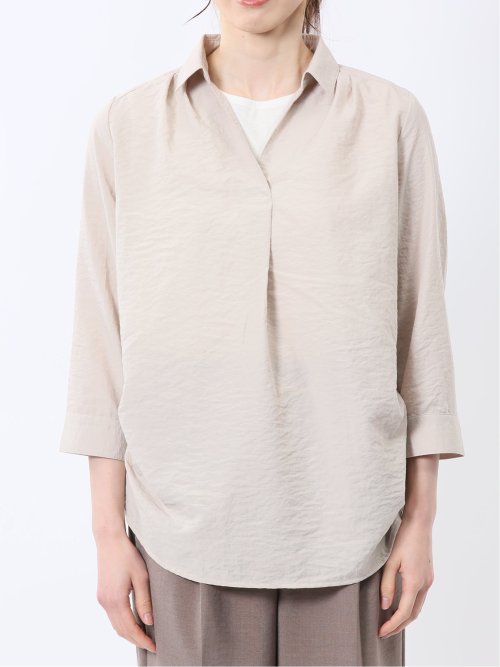 脇タックかぶり スキッパーシャツチュニック