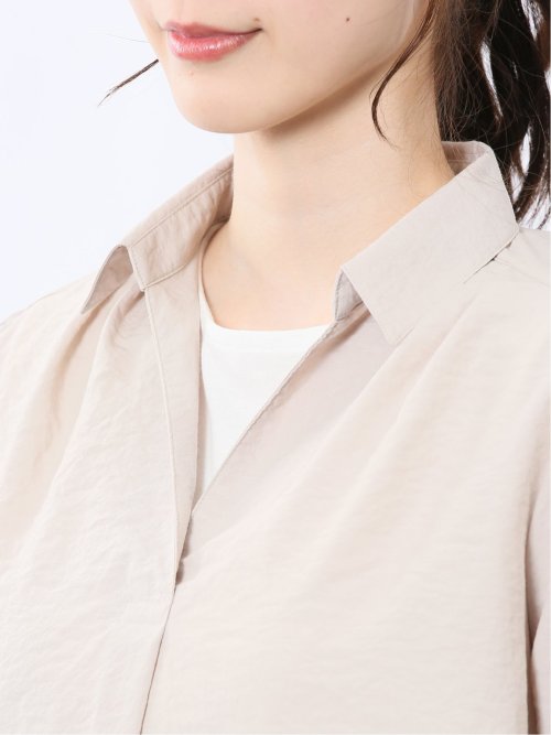 脇タックかぶり スキッパーシャツチュニック