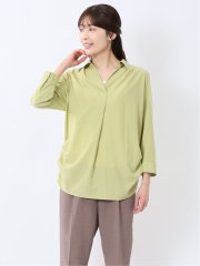 脇タックかぶり スキッパーシャツチュニック