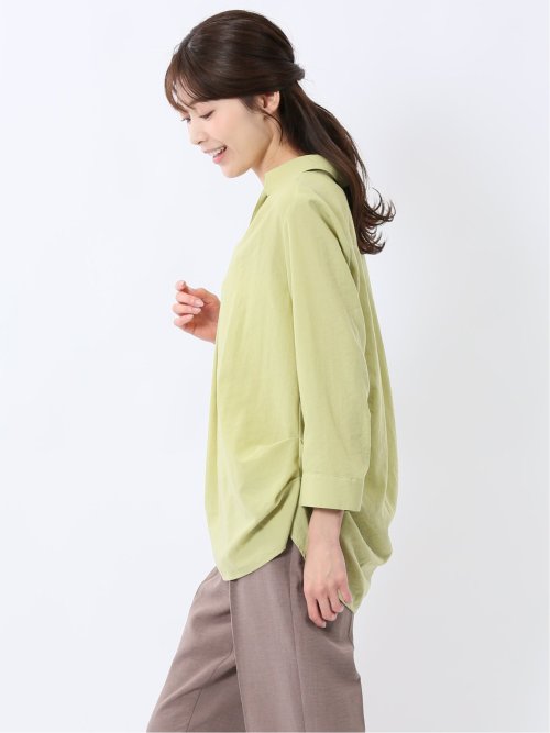 脇タックかぶり スキッパーシャツチュニック