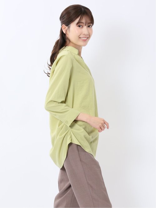 脇タックかぶり スキッパーシャツチュニック