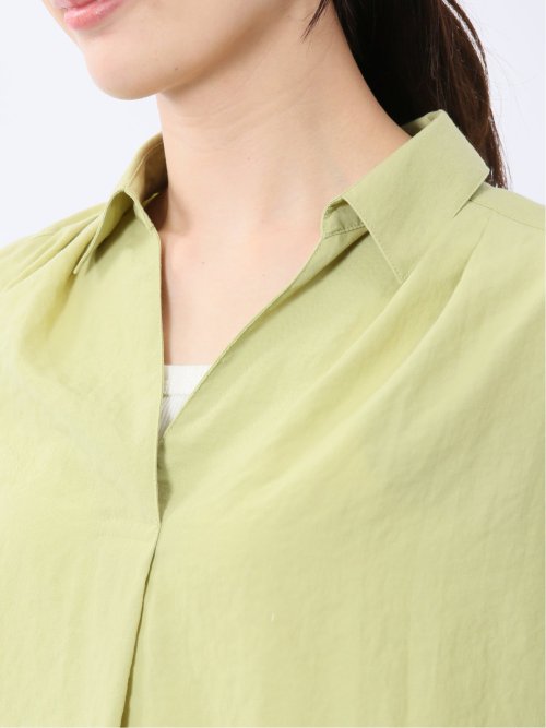 脇タックかぶり スキッパーシャツチュニック