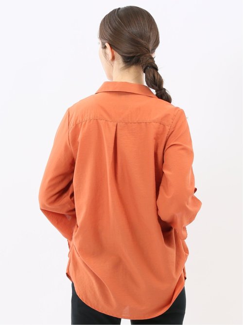 袖リボンかぶり スキッパーシャツチュニック