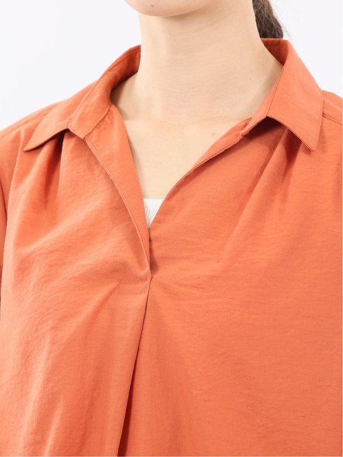 袖リボンかぶり スキッパーシャツチュニック