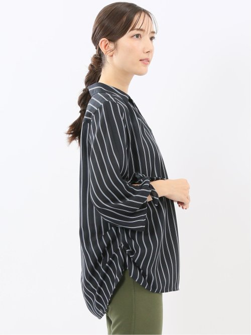 袖リボンかぶり スキッパーシャツチュニック