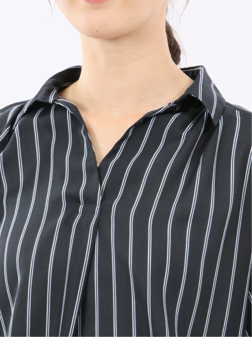 袖リボンかぶり スキッパーシャツチュニック