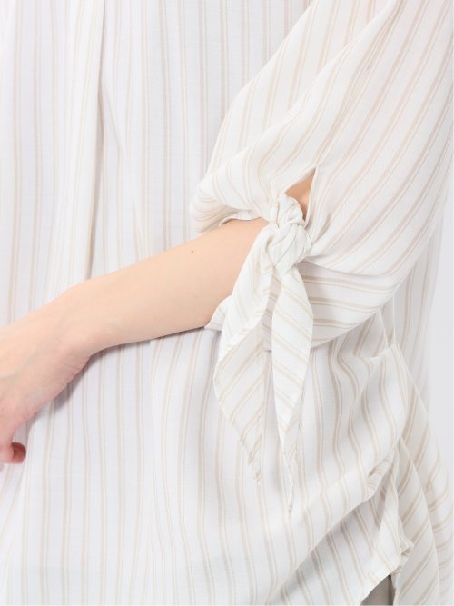 袖リボンかぶり スキッパーシャツチュニック