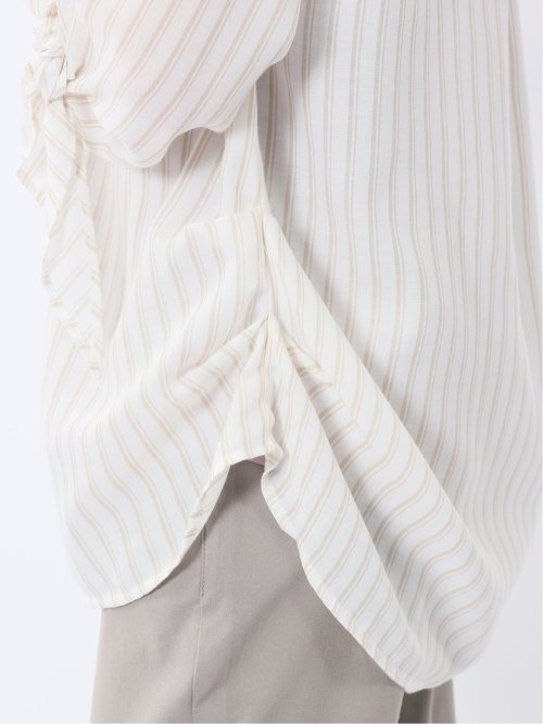 袖リボンかぶり スキッパーシャツチュニック