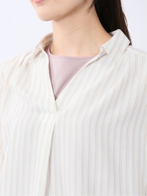 袖リボンかぶり スキッパーシャツチュニック