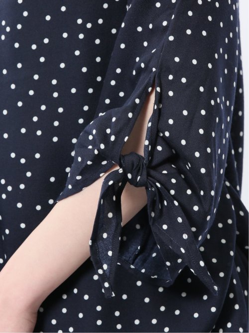 袖リボンかぶり スキッパーシャツチュニック