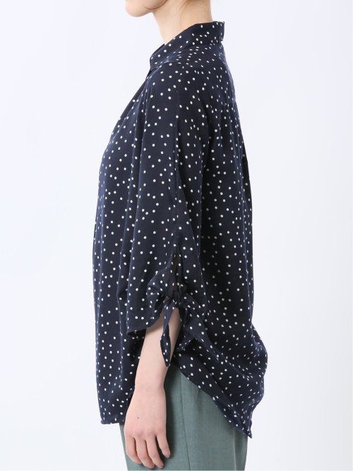 袖リボンかぶり スキッパーシャツチュニック