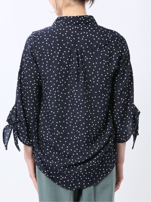 袖リボンかぶり スキッパーシャツチュニック