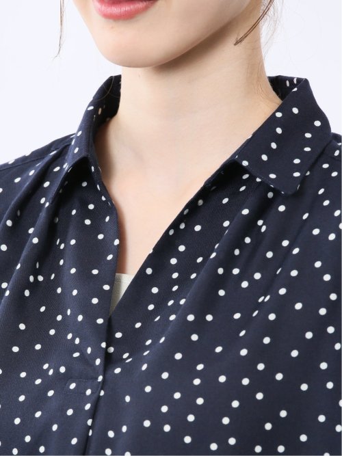 袖リボンかぶり スキッパーシャツチュニック