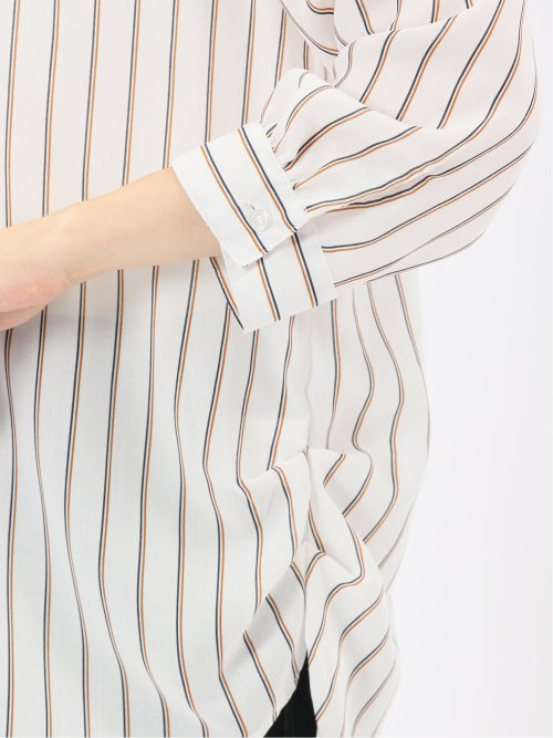 脇タック前開き スキッパーシャツチュニック