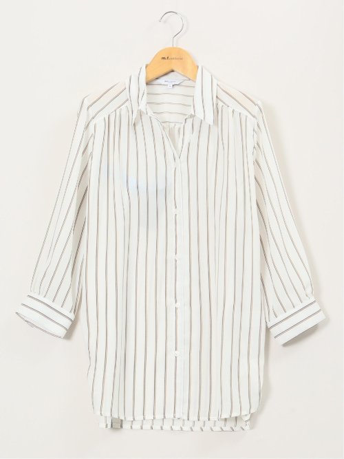 脇タック前開き スキッパーシャツチュニック