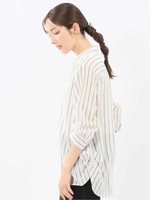 脇タック前開き スキッパーシャツチュニック