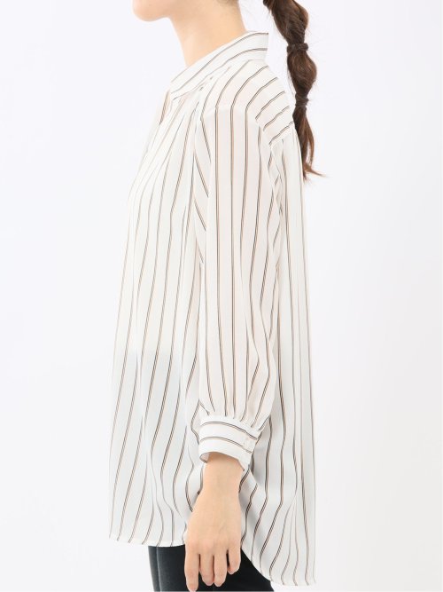 脇タック前開き スキッパーシャツチュニック