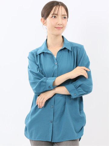 脇タック前開き スキッパーシャツチュニック