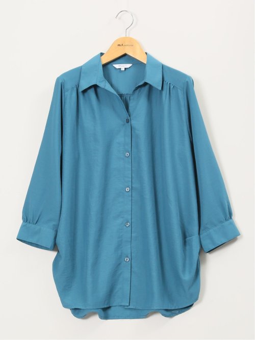 脇タック前開き スキッパーシャツチュニック