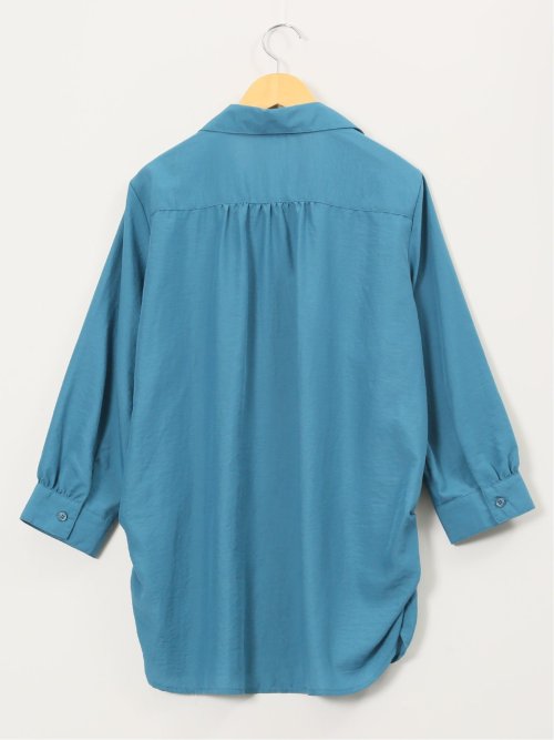 脇タック前開き スキッパーシャツチュニック