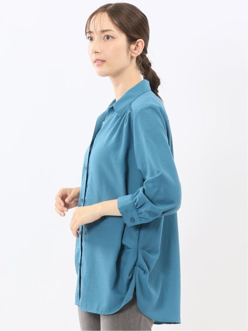 脇タック前開き スキッパーシャツチュニック