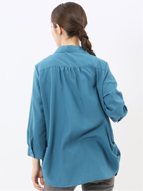 脇タック前開き スキッパーシャツチュニック