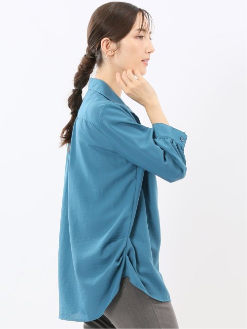 脇タック前開き スキッパーシャツチュニック