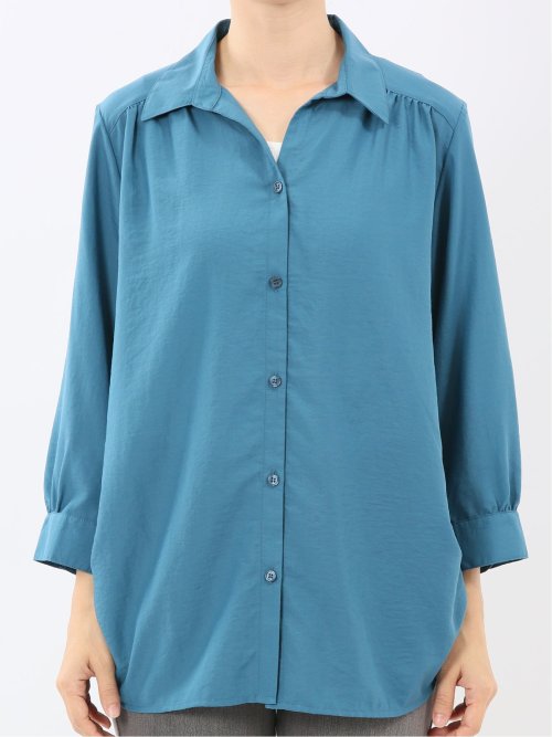 脇タック前開き スキッパーシャツチュニック