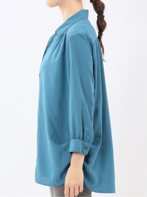 脇タック前開き スキッパーシャツチュニック