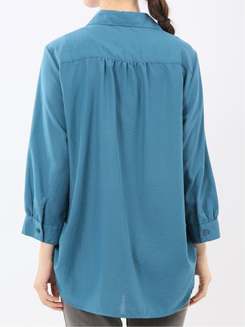 脇タック前開き スキッパーシャツチュニック