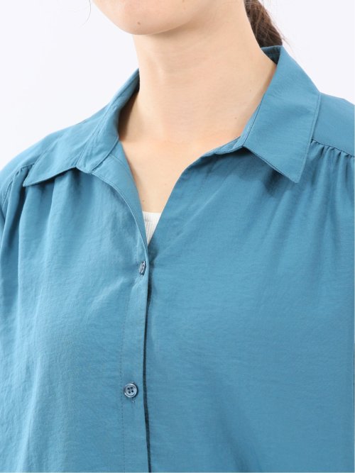 脇タック前開き スキッパーシャツチュニック