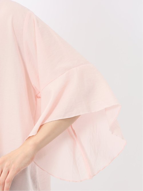 袖フレア前開き マオカラーシャツチュニック