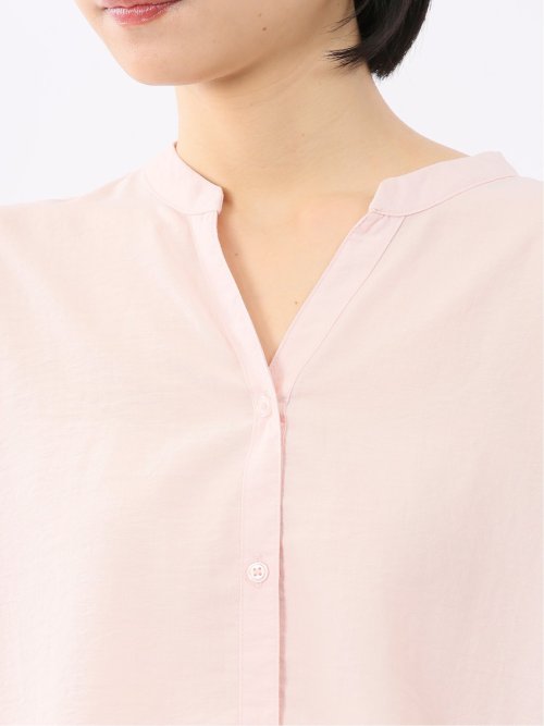 袖フレア前開き マオカラーシャツチュニック