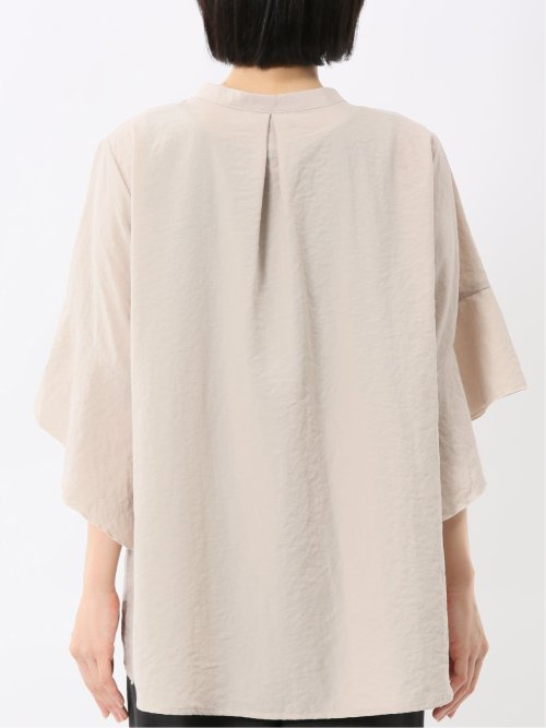 袖フレア前開き マオカラーシャツチュニック