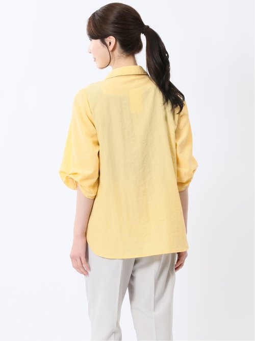 袖タックかぶり スキッパーシャツチュニック