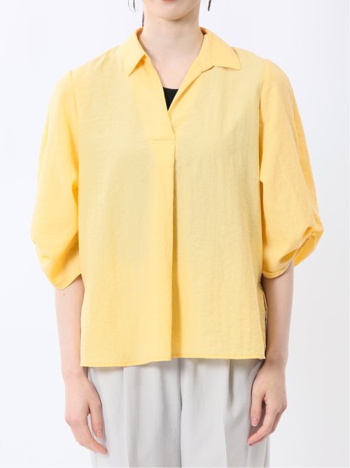 袖タックかぶり スキッパーシャツチュニック