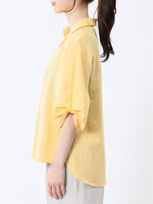 袖タックかぶり スキッパーシャツチュニック