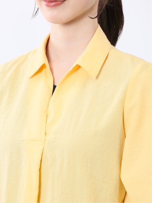 袖タックかぶり スキッパーシャツチュニック