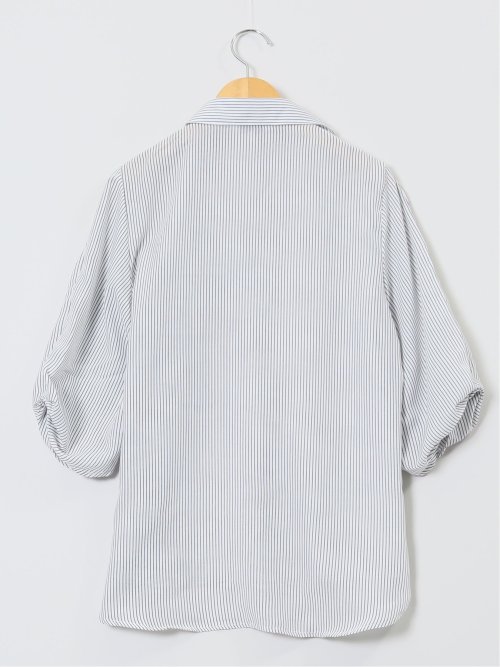 袖タックかぶり スキッパーシャツチュニック