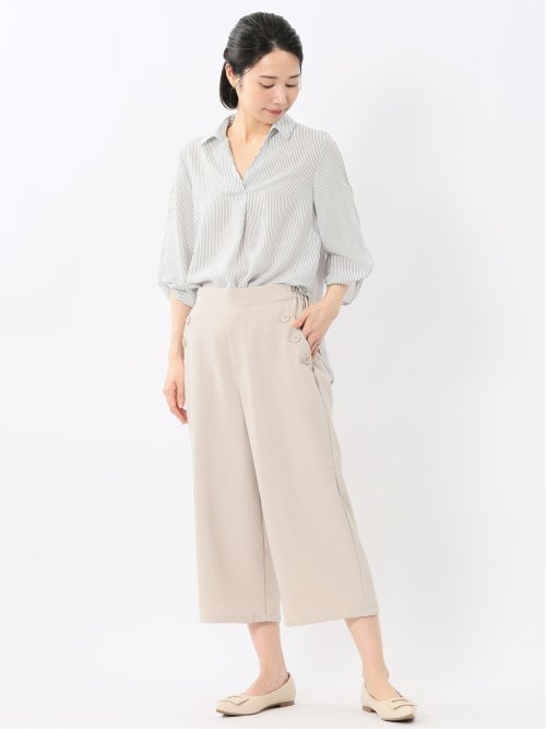 袖タックかぶり スキッパーシャツチュニック